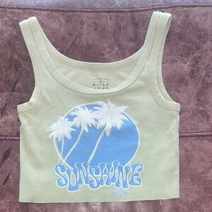 Billabong Pastel Green Tank with Blue Palm Design